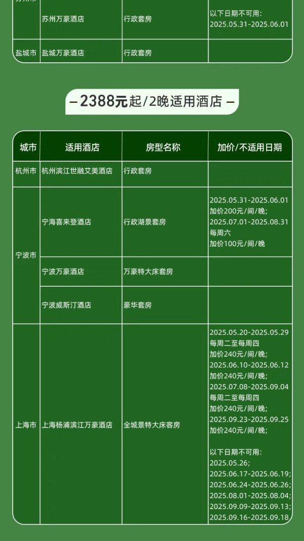 包郵區(qū)爆款！萬豪酒店江浙滬30+店2晚可拆套房通兌 含行政禮遇