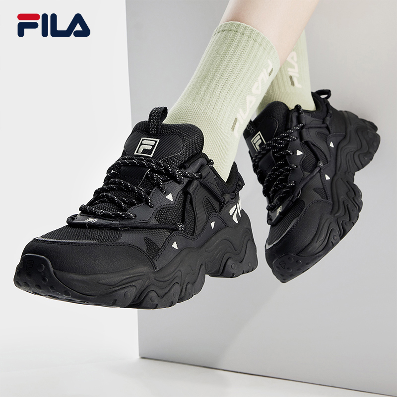 FILA 女鞋老爹鞋貓爪鞋5代復古運動鞋女2024春季休閑鞋 丁香灰紫/藕灰-LV 36.5碼