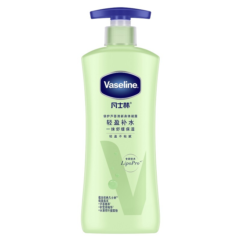 88VIP會員：Vaseline 凡士林 倍護蘆薈舒緩凝露潤膚乳400ml曬后修護大綠瓶敏感肌適用