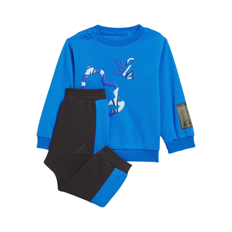 adidas 兒童圖案印花長(zhǎng)袖衛(wèi)衣拼色長(zhǎng)褲運(yùn)動(dòng)套裝嬰幼兒套裝