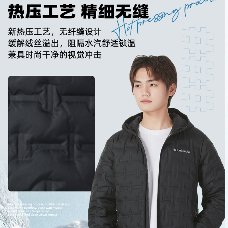 88VIP會員：哥倫比亞 Hiking男子連帽羽絨服650蓬鴨絨保暖棉羽外套