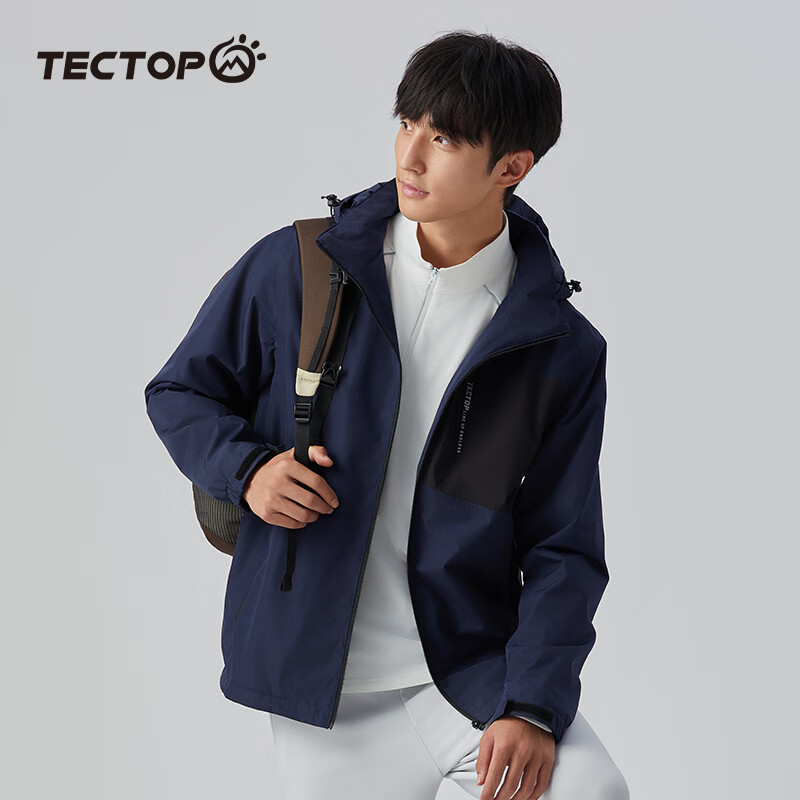 TECTOP 探拓 戶外沖鋒衣男內(nèi)里加絨保暖透氣外套秋冬季休閑夾克