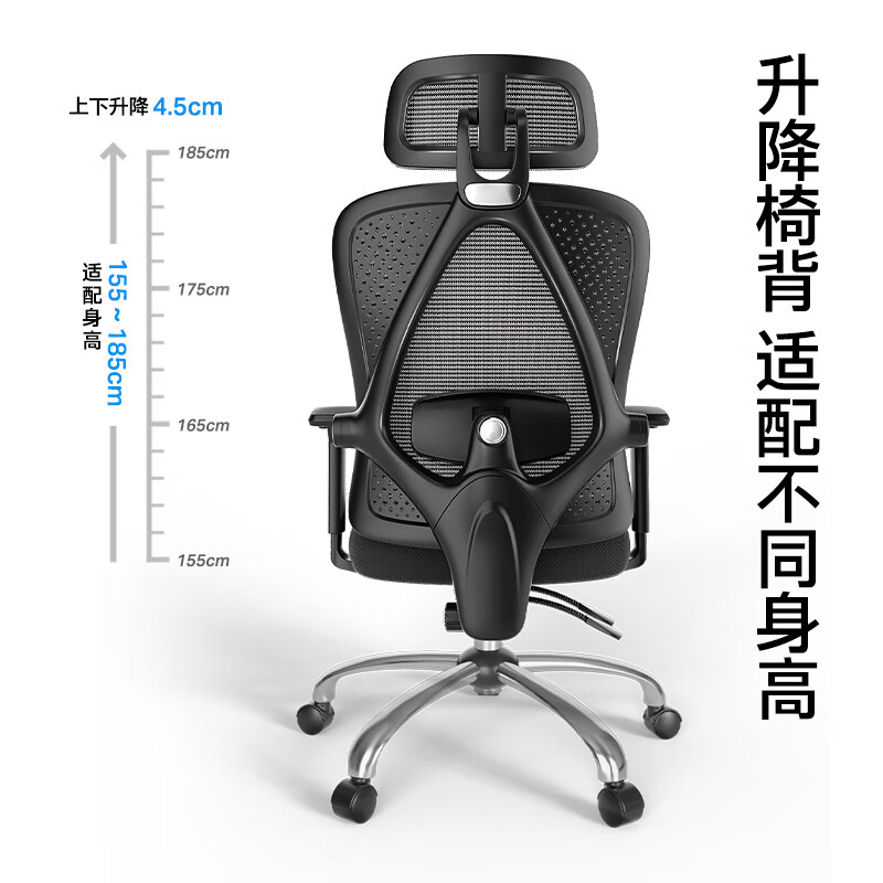 永藝 撐腰椅M60人體工學椅電腦椅辦公椅可躺椅家用學習椅 椅子久坐舒服 升降扶手+椅背可調