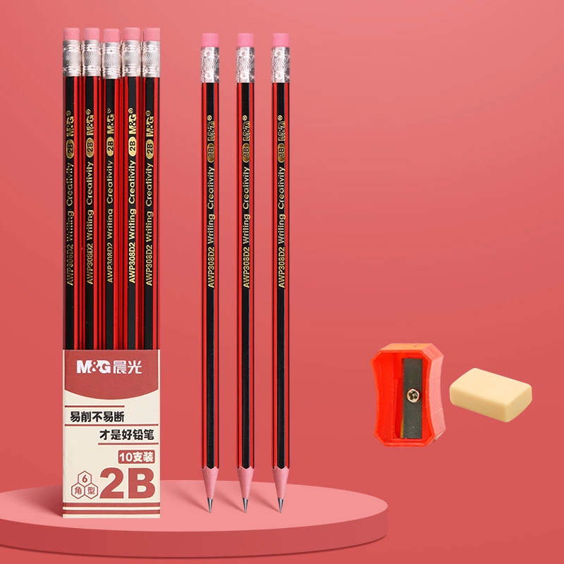 晨光 10支2B綠桿鉛筆+卷筆刀+2塊橡皮