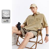 太平鳥 男裝夏季男士戶外舒柔特襯衫式短袖寬松男式Polo衫