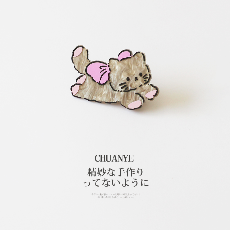 川野 CHUANYE 可愛(ài)小貓發(fā)夾抓夾女2024發(fā)卡后腦勺一字扭扭夾小夾子發(fā)飾