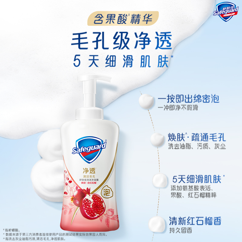 88VIP會(huì)員：Safeguard 舒膚佳 紅石榴果酸沐浴露持久留香乳液男女士家庭裝正品官方品牌400g
