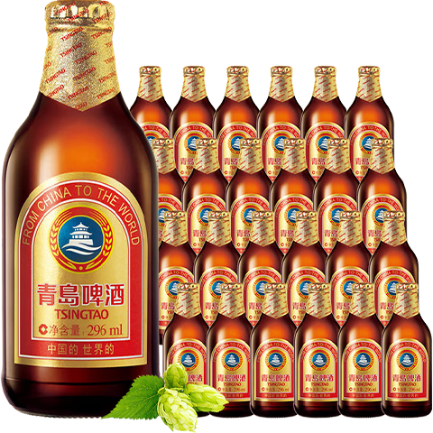再降價Plus會員:青島啤酒 金質小棕金 低溫釀造 296ml*24瓶 整箱裝*2件+湊單