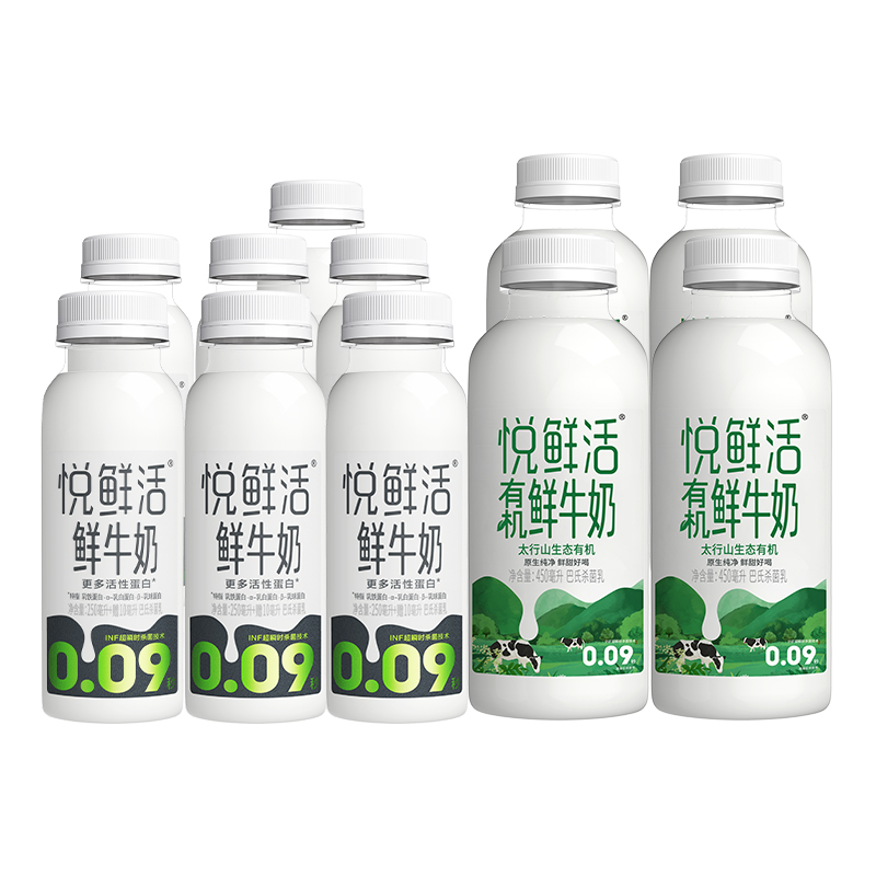 悅鮮活 鮮牛奶有機450ml*4瓶+原味260ml*7瓶