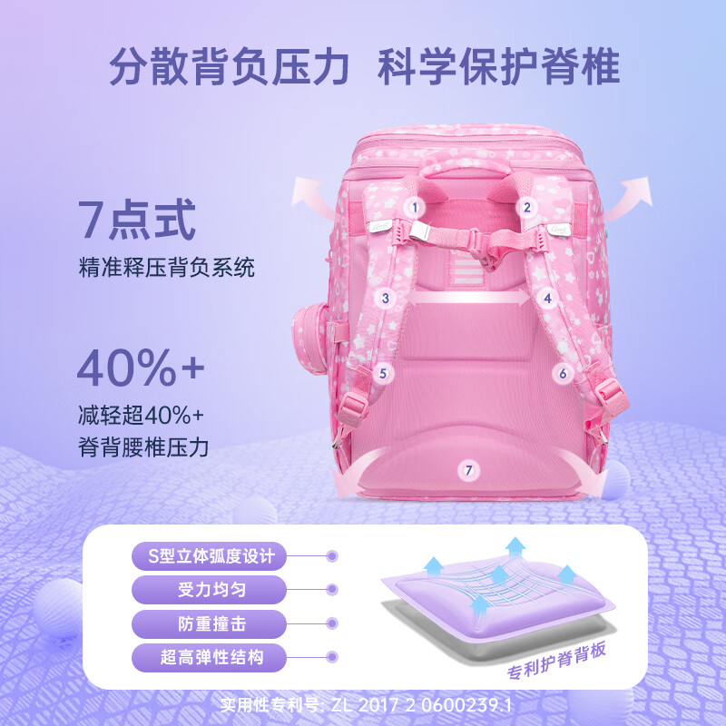 Gmt for kids 書包小學(xué)生兒童大容量禮物超輕護脊減負(fù)1-4年級男女粉夢精靈Light