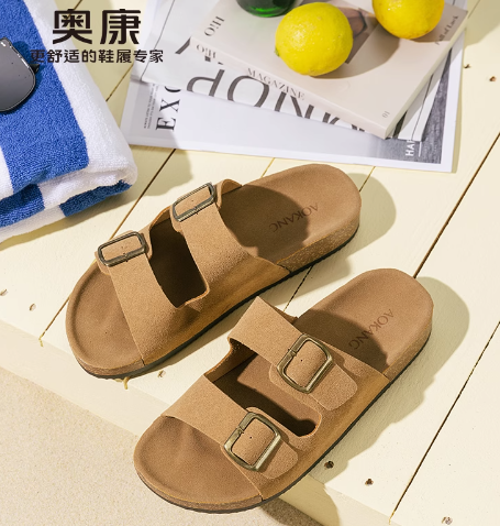 奧康 2025年夏男式軟底休閑沙灘勃肯涼鞋 2色