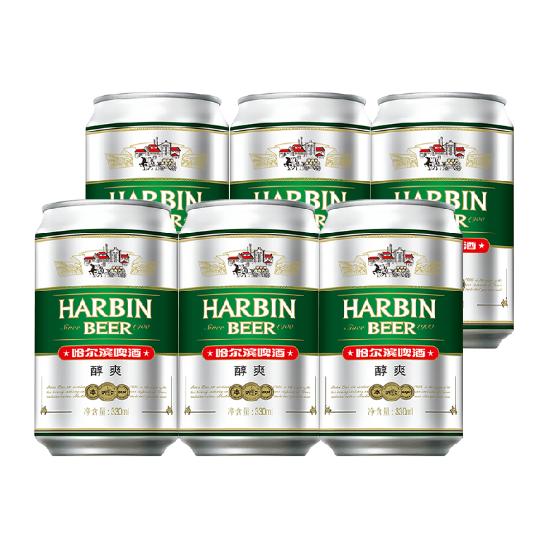 88VIP會員：哈爾濱啤酒 Beer/哈爾濱啤酒醇爽啤酒6連包330ml*6聽