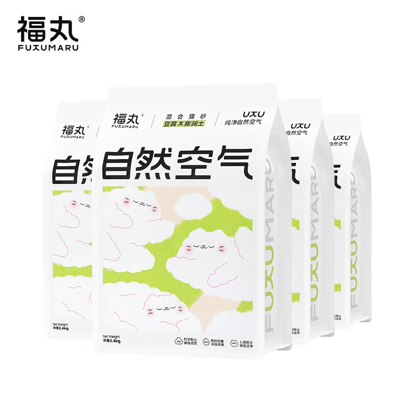 福丸 自然空氣混合貓砂 原味升級2.4kg*4 萬人團