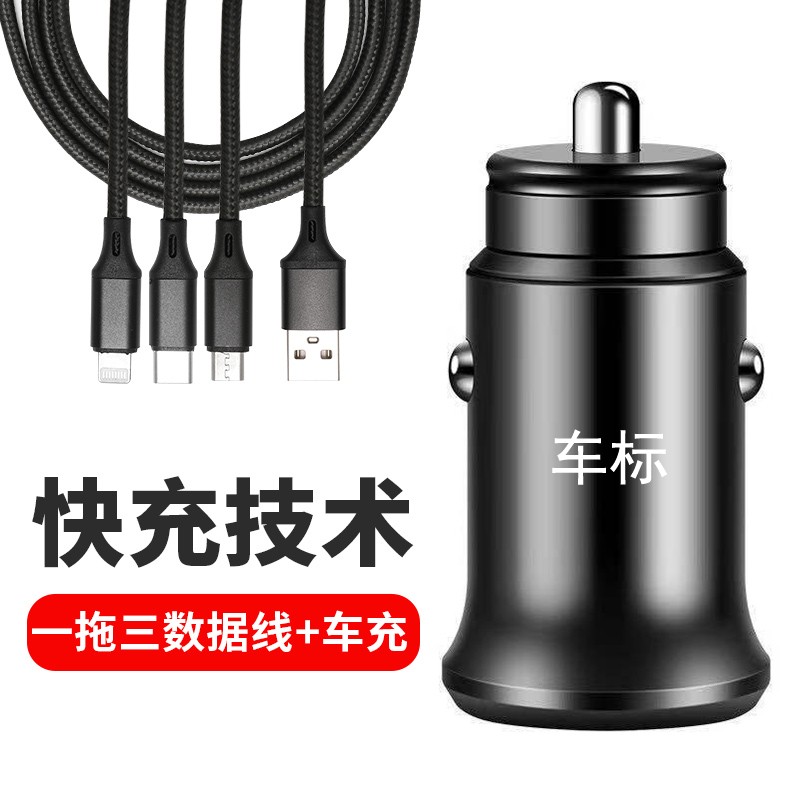 D1 北汽E系紳寶CCD20D50D60D70/X25/X35/X65智行車載充電器快充點煙器轉換插頭接口 帶激光車標帶充電線