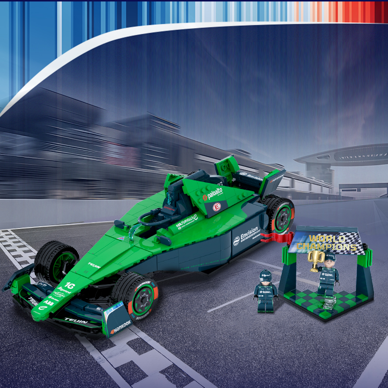 拼奇 積木 11028 遠(yuǎn)景定制聯(lián)名Formula E 電動(dòng)方程式賽車(chē)拼插積木