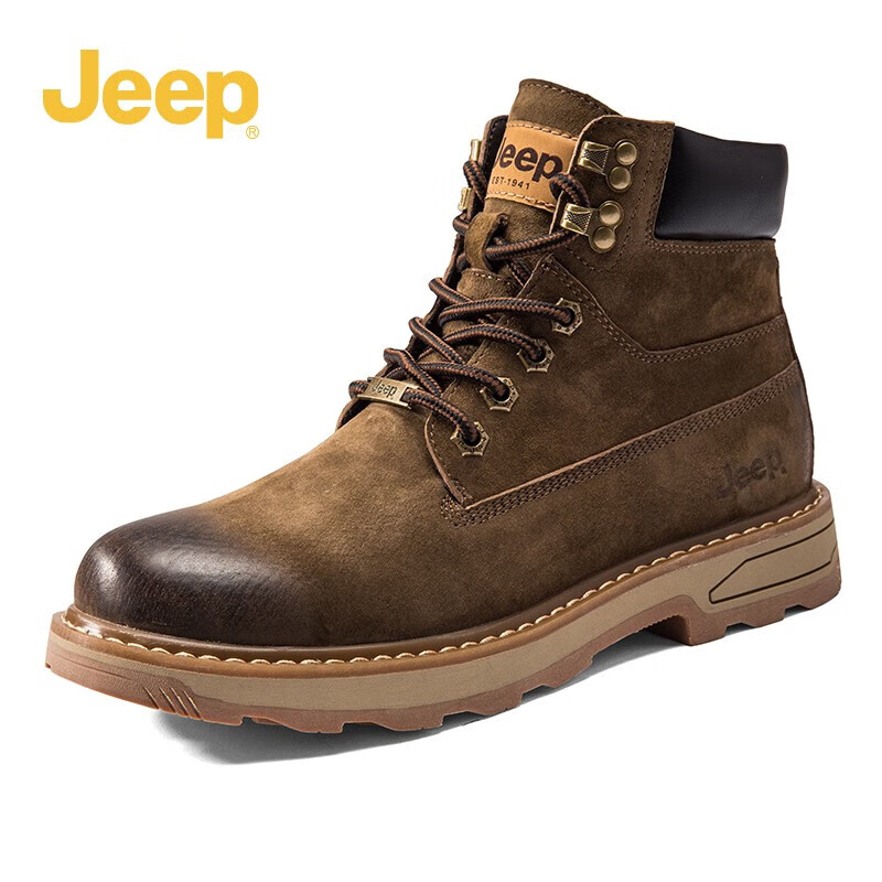 Jeep 吉普 男靴英倫復古馬丁靴中筒韓版工裝靴