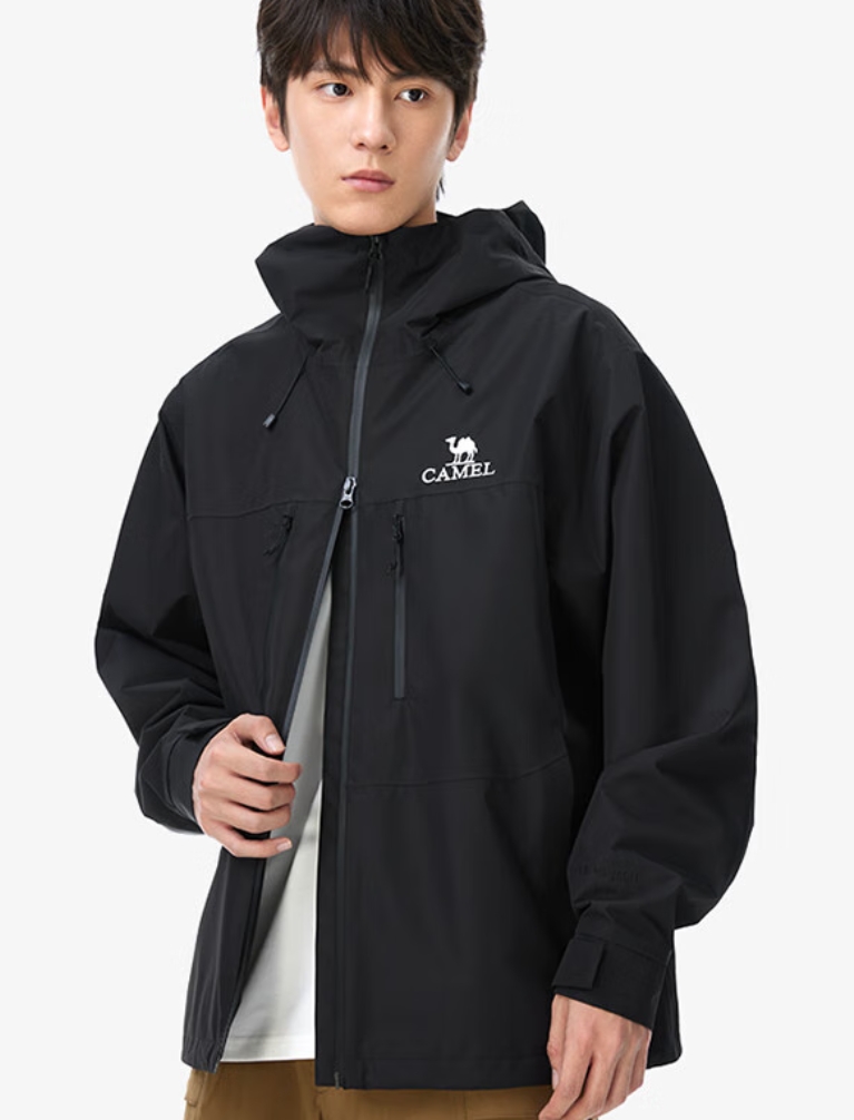駱駝 全壓膠硬殼單沖鋒衣 防暴雨級 幻影黑 男女同款 XXXL