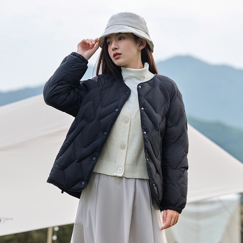 TANBOER 坦博爾 輕薄菱格羽絨服女短款 TD336268
