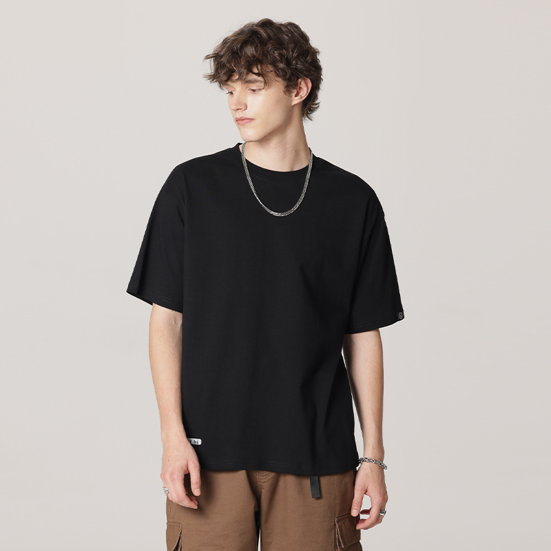 88VIP會(huì)員：HTHI 短袖t恤男夏季純棉衣服男生黑色寬松大碼休閑半袖體恤衫圓領(lǐng)上衣