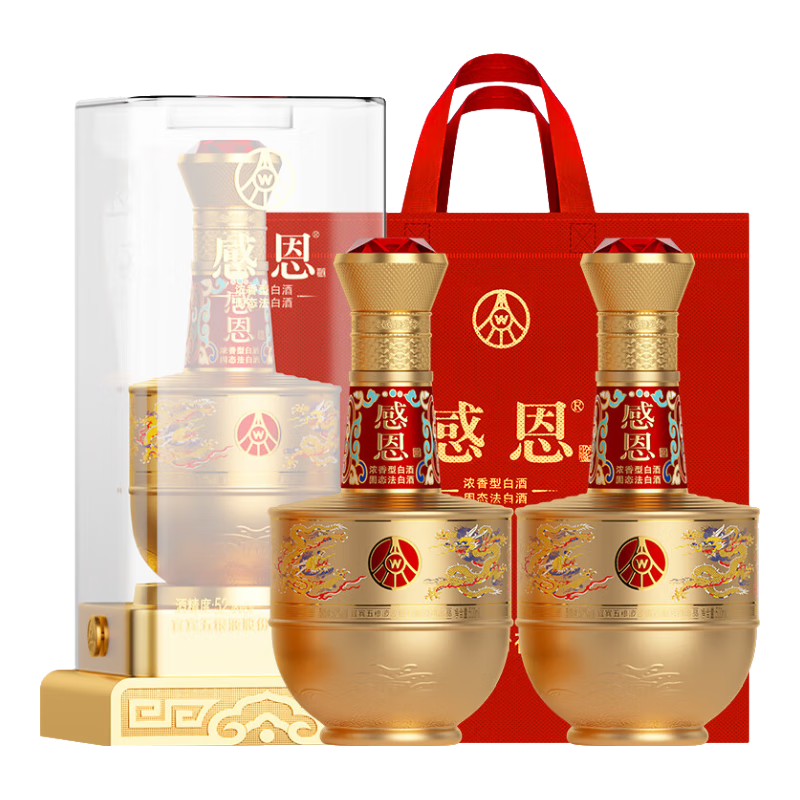 五糧液 52度濃香型白酒 500mL*2瓶 感恩傳承金龍+手提袋