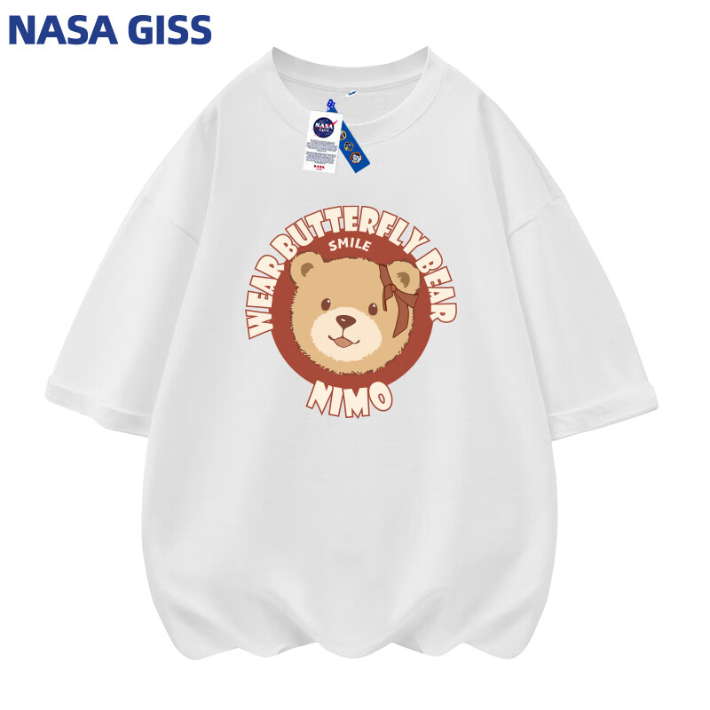 Plus會員:NASA GISS夏季T恤男純棉圓領潮流印花五分袖