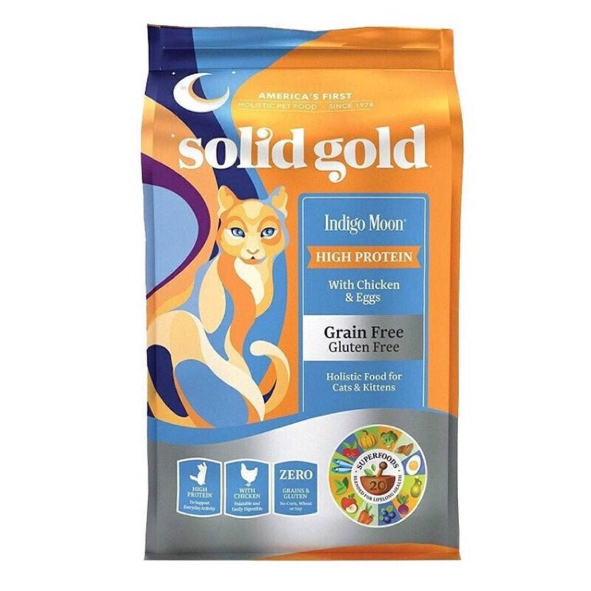 素力高（SolidGold）進口高蛋白金裝金素雞長肉營養(yǎng)成貓幼貓貓糧12磅/5.44kg