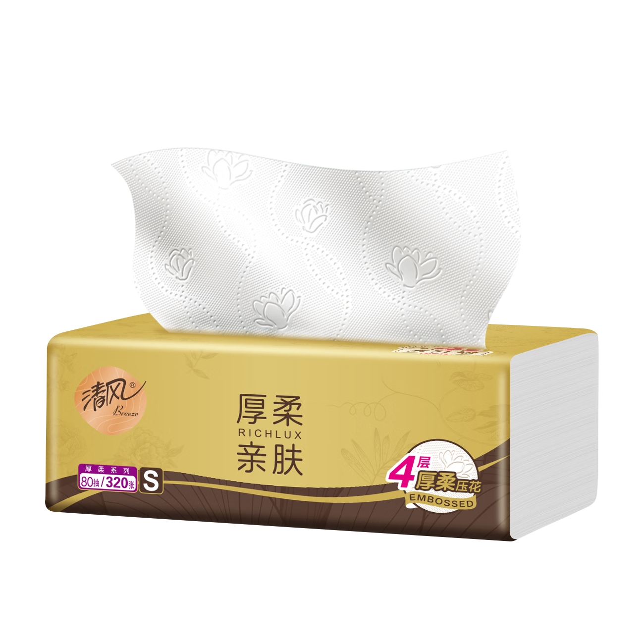 清風(fēng) 原木金裝 抽紙 4層80抽6包S碼