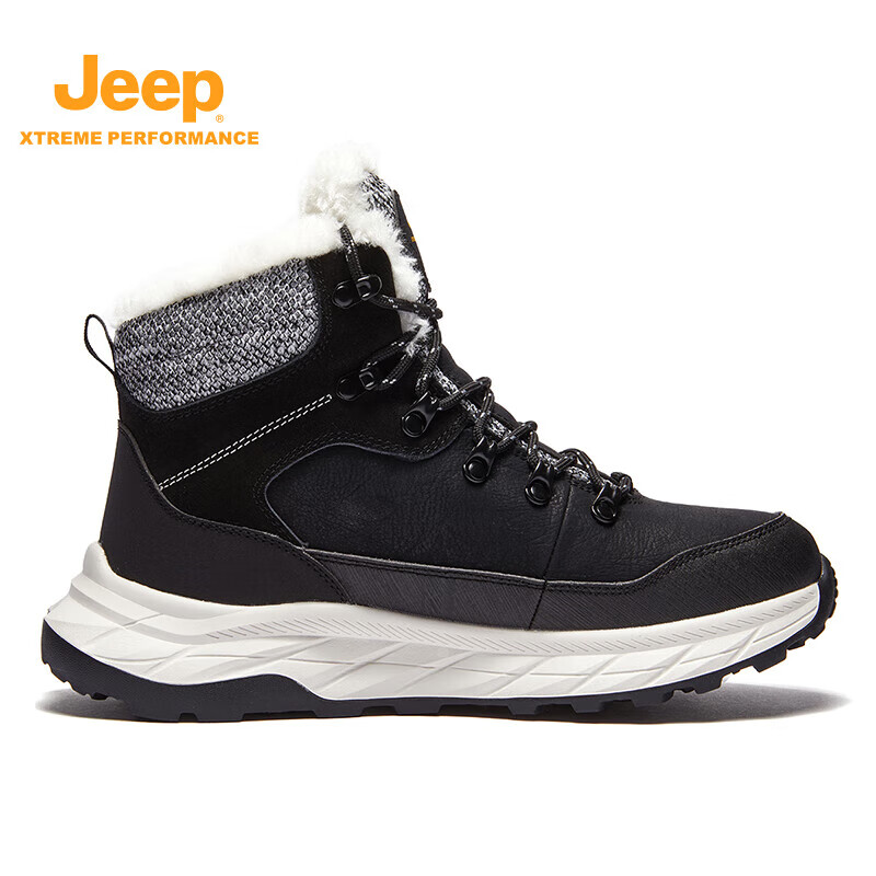 限移動端、京東百億補貼：Jeep 吉普 男鞋雪地靴 防滑棉鞋高幫加絨加厚保暖羊毛靴子男