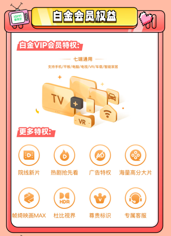 iQIYI 愛奇藝 白金會員月卡 支持電視端