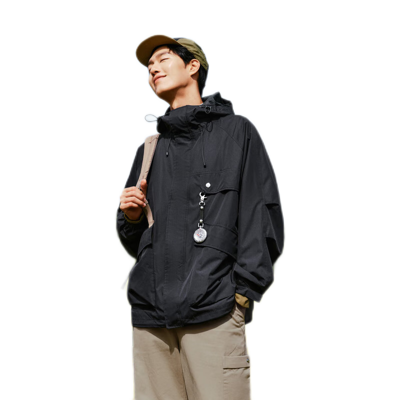 PLUS會員：Semir 森馬 戶外三防沖鋒衣 黑色 90001