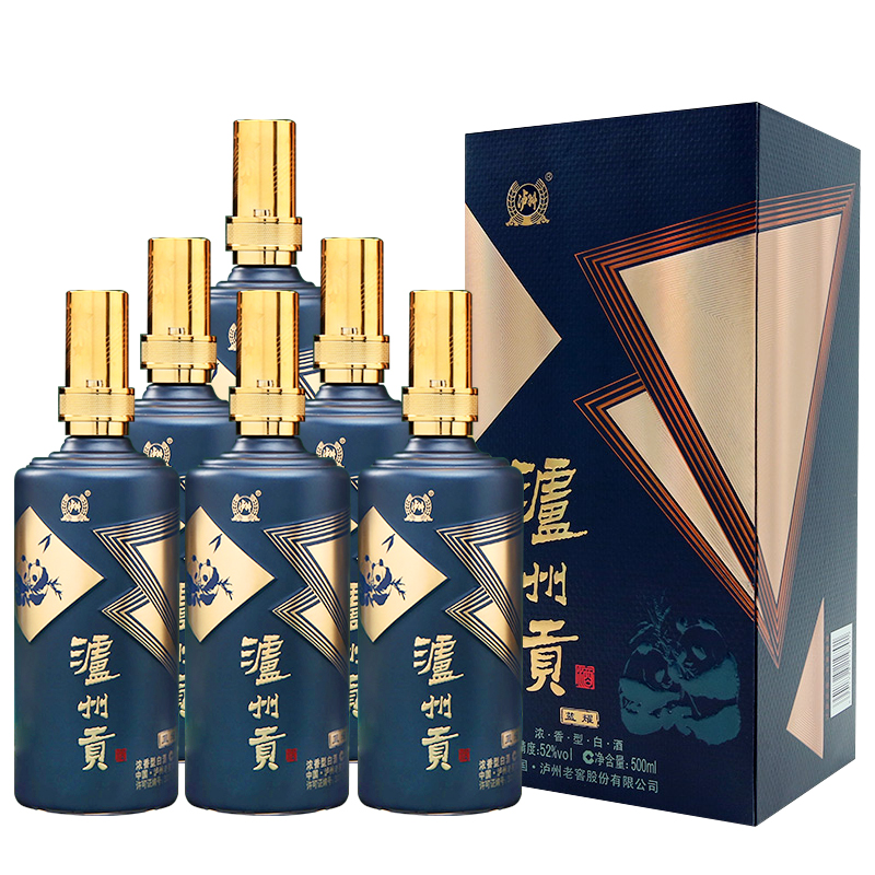 瀘州老窖 瀘州貢藍耀 52%vol 濃香型白酒 500ml*6瓶
