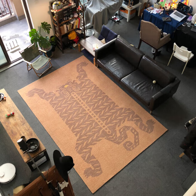 若奈（Rinoart） “躍”系列地毯“含金元寶的虎“ 新西蘭羊毛客廳純色系地毯 金虎含元寶 2000MM×3000MM