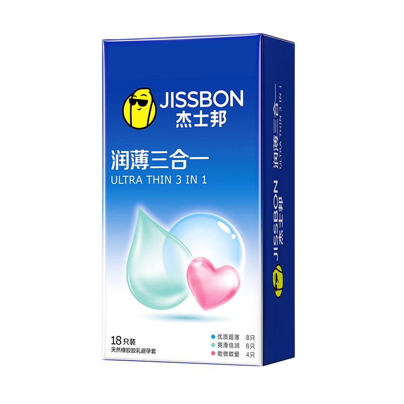 值選：jissbon 杰士邦 安全套 潤薄三合一 共18只