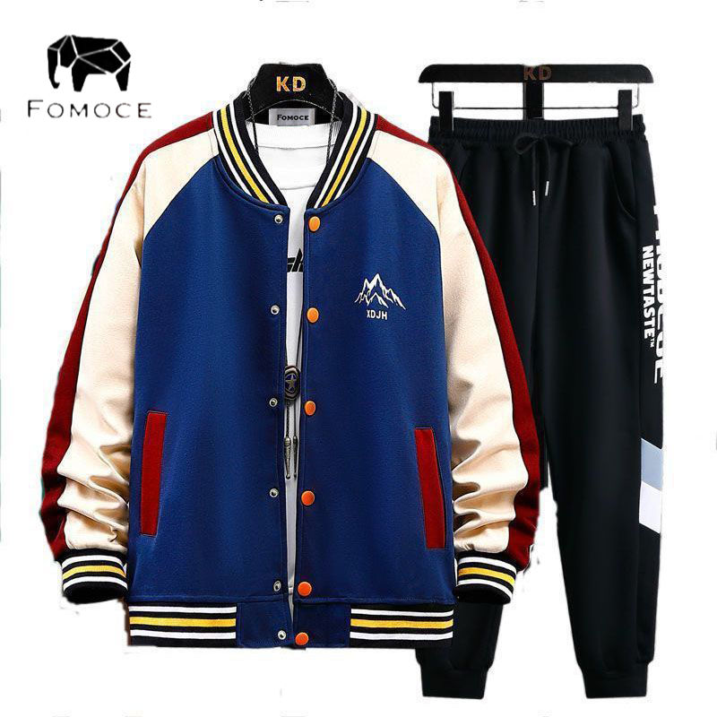 百億補貼：FOMOCE新款棒球服春秋季運動套裝男休閑學生潮流帥氣青少年套裝