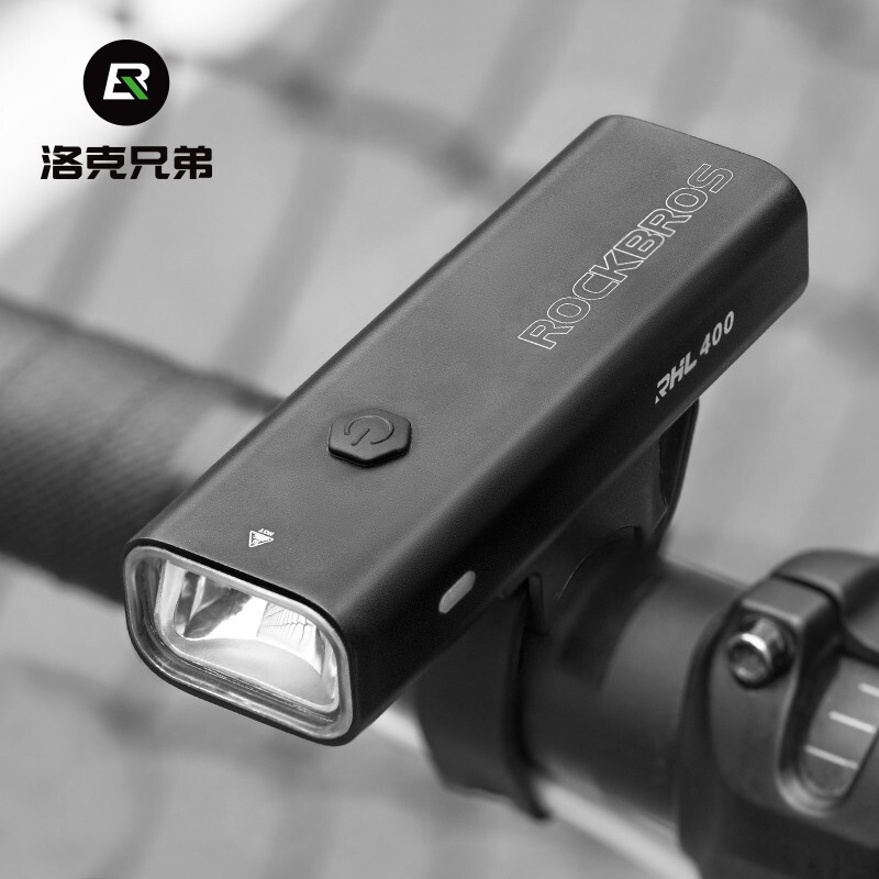 ROCKBROS 洛克兄弟 自行車燈前燈夜騎行強光手電筒USB充電防雨山地車戶外 RHL-400流明