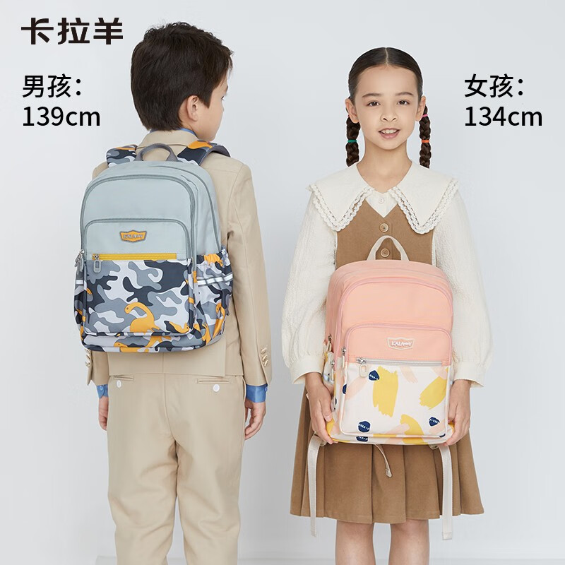 Carany 卡拉羊 輕便游學包 升級減震背負粉橘涂鴉 CX2784-18L