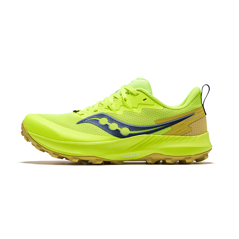 索康尼 saucony 游隼14越野跑步鞋男減震戶外耐磨跑山運動鞋熒光綠蘭40.5