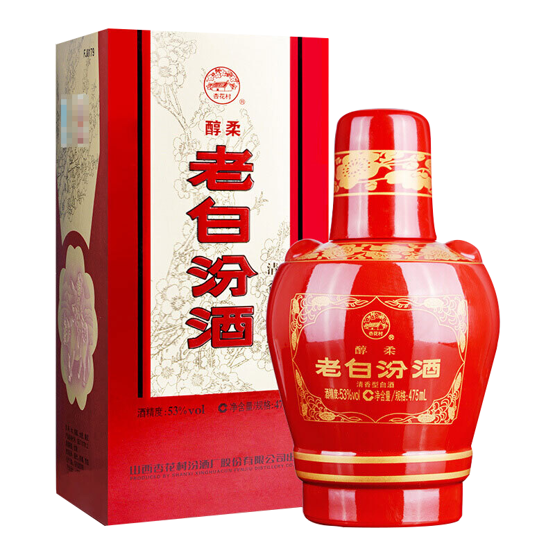 plus、需湊單：汾酒 老白汾醇柔 清香型白酒 53度 475ml單瓶裝 *4件