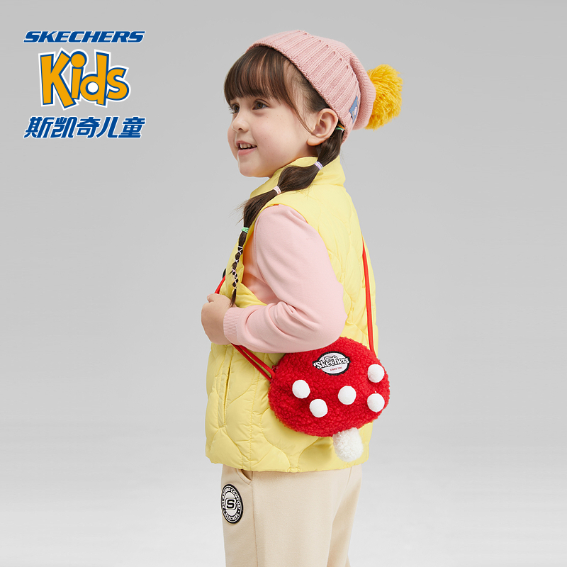 SKECHERS 斯凱奇 2024兒童男女童單肩斜挎包蘑菇造型甜美可愛