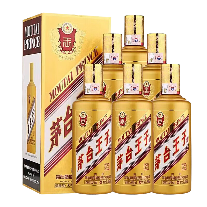 PLUS會(huì)員：茅臺(tái)（MOUTAI）王子酒金王子醬香型白酒 53度500ml*6瓶整箱裝