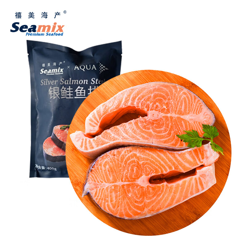 禧美海產 冷凍三文魚排400g（銀鮭魚排）原切段 2-3塊裝