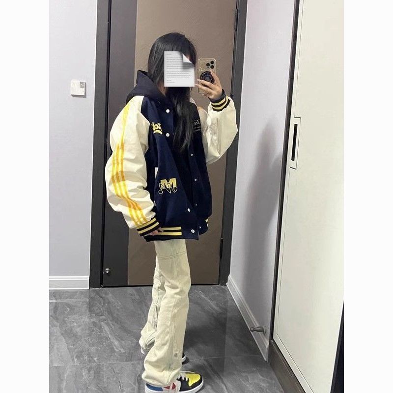 美式高街棒球服外套男女刺繡春秋新款復古學生潮牌情侶百搭夾克潮