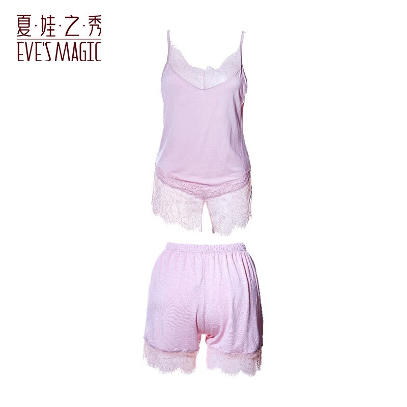夏娃之秀 吊帶睡衣無袖V領蕾絲花邊女士家居服套裝（顏色可選）