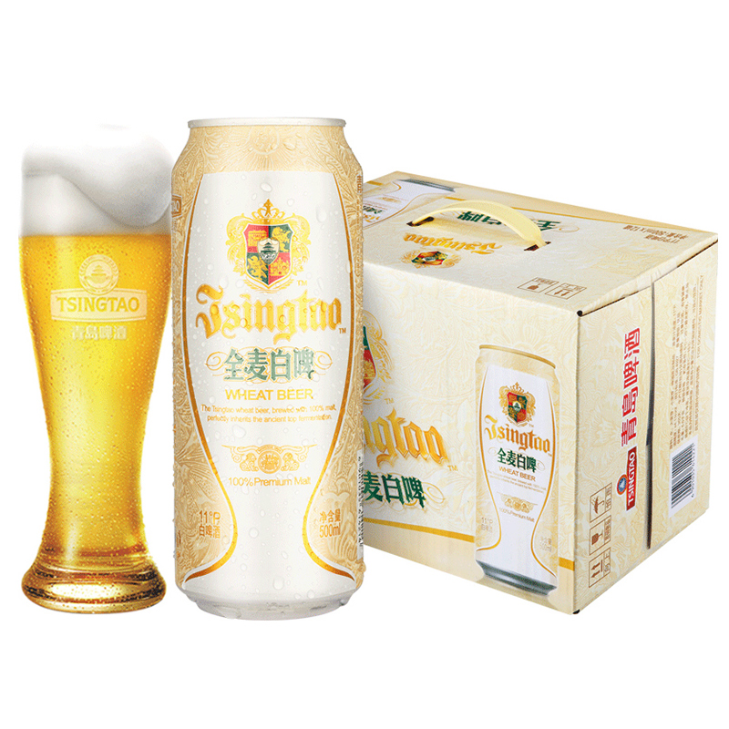 青島啤酒 TSINGTAO 全麥白啤 啤酒500ml*12瓶