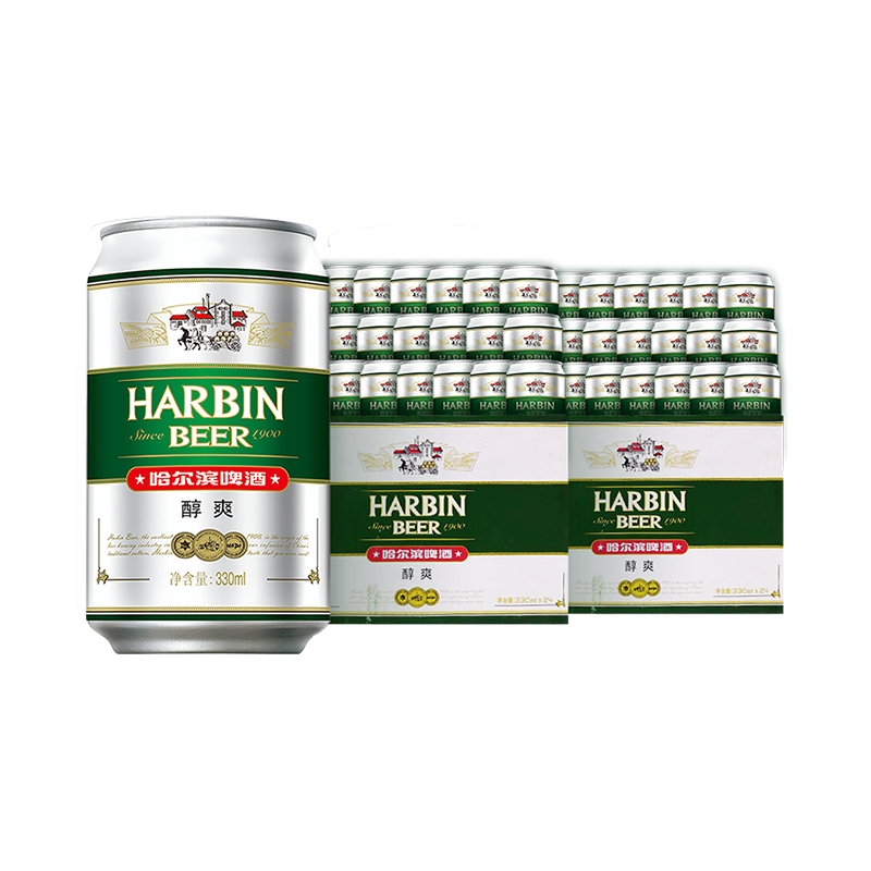 哈爾濱啤酒 哈啤醇爽9度330ml*24聽*2箱