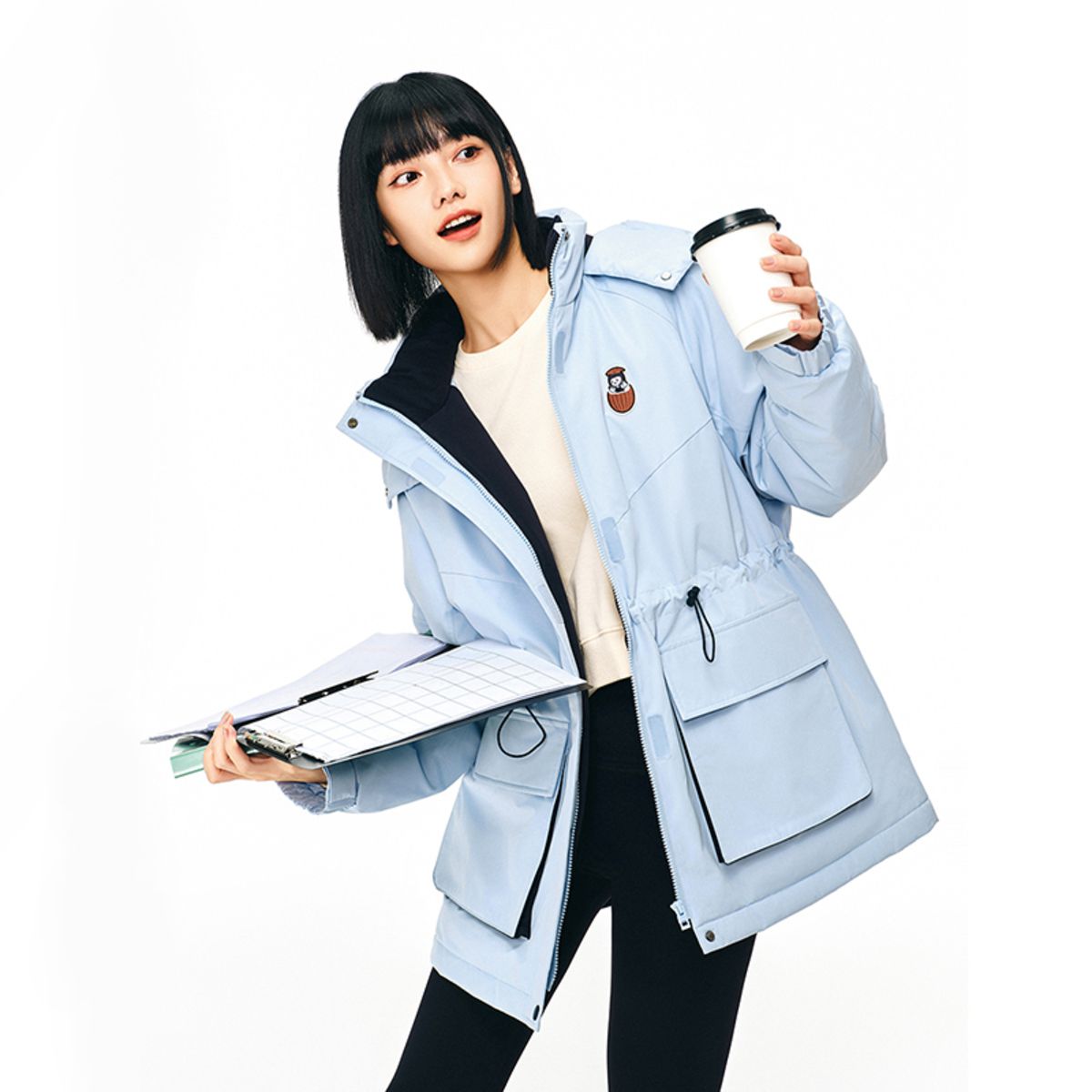 安踏 ANTA 速暖羽絨服女冬季四防中長(zhǎng)工裝派克服外套夾克