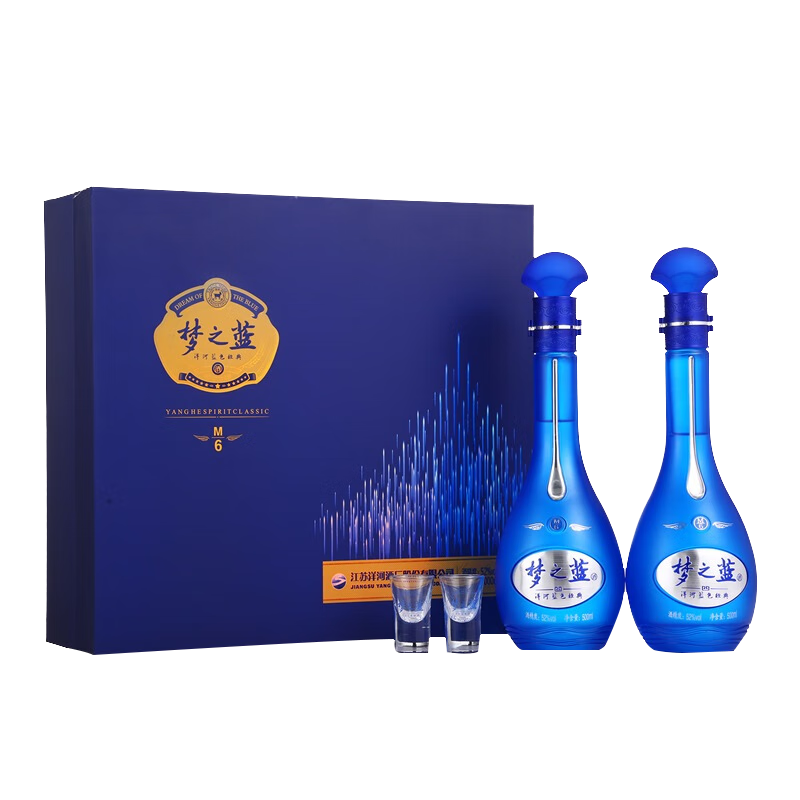 plus會員、8號0點(diǎn):洋河 夢之藍(lán)M6 52度 500ml*2瓶 禮盒裝 綿柔濃香型白酒 父親節(jié)送禮