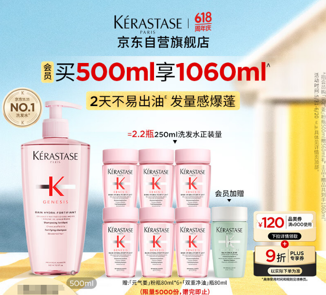 KÉRASTASE 卡詩 今日必買：卡詩元氣姜洗發水 500ml（贈同款80ml*6+會員加購雙重80ML)