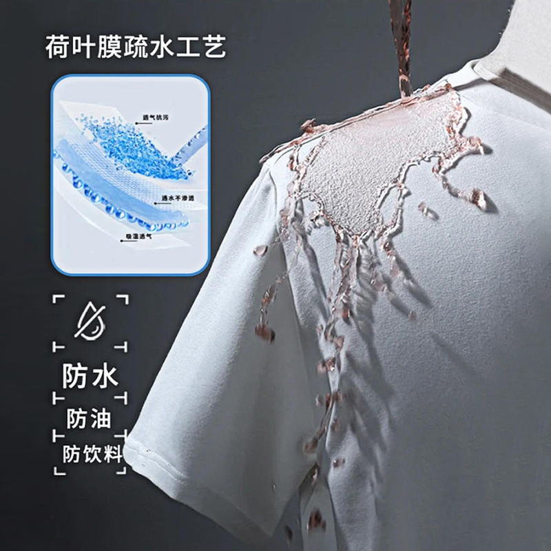 HTHI 2件三防短袖t恤男士夏季純白色衣服2024寬松防水打底上衣