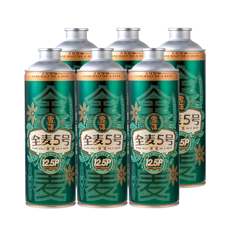 雪花 高端系列 全麥5號 馬口鐵拉格啤酒 1L*6罐（贈雪花定制充電寶）
